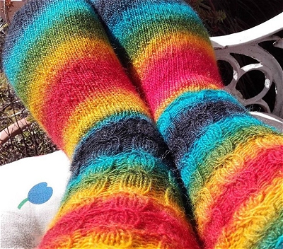 socks with rainbow design